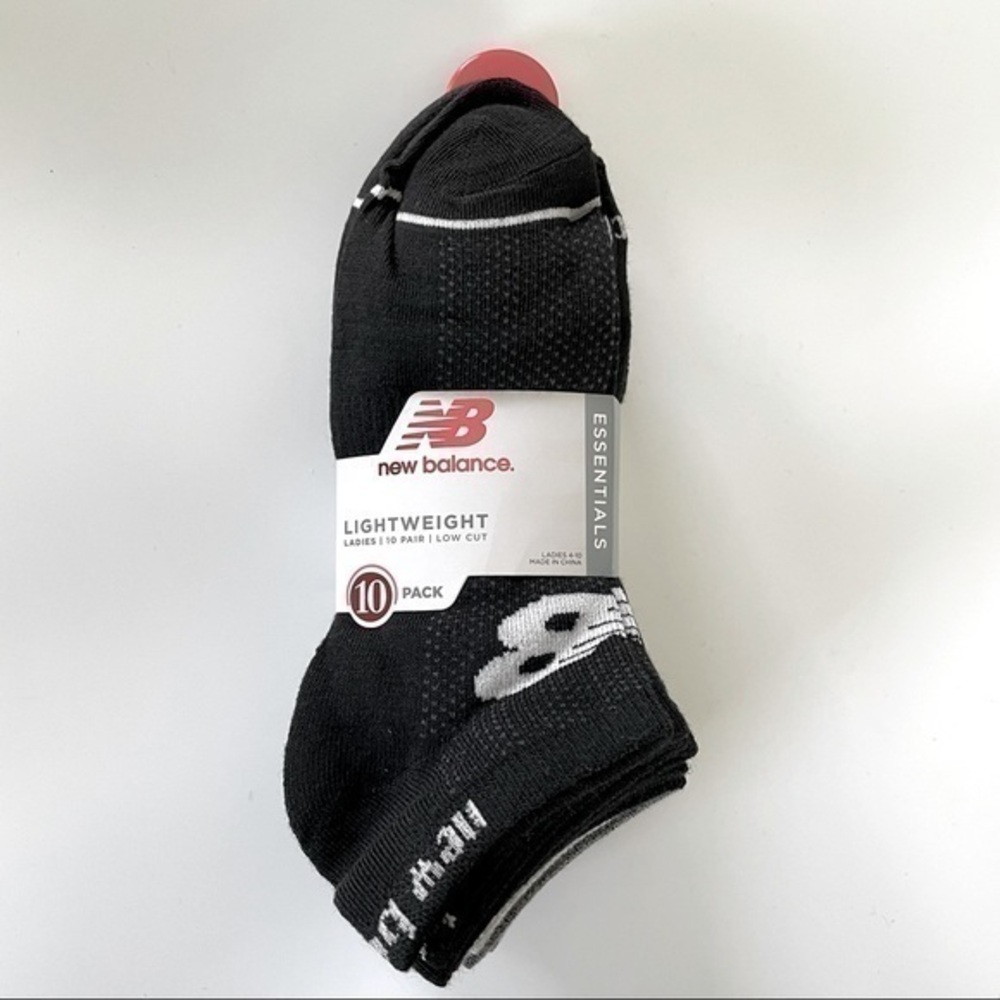 New Balance women’s low cut socks black gray white 10 pack size 4-10